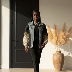 Stylish Denim and Black Jacket